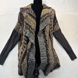 BKE Buckle Lightweight Cardigan Duster Open Sweater Hood Multicolor Womens‎ Med.